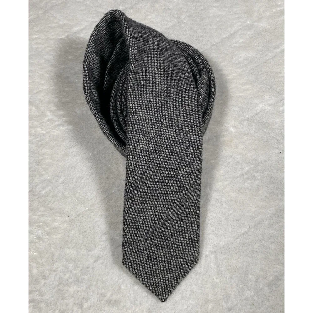 J. Crew Slim Wool Tie Birdseye Charcoal Gray Textured Professor Academia Preppy